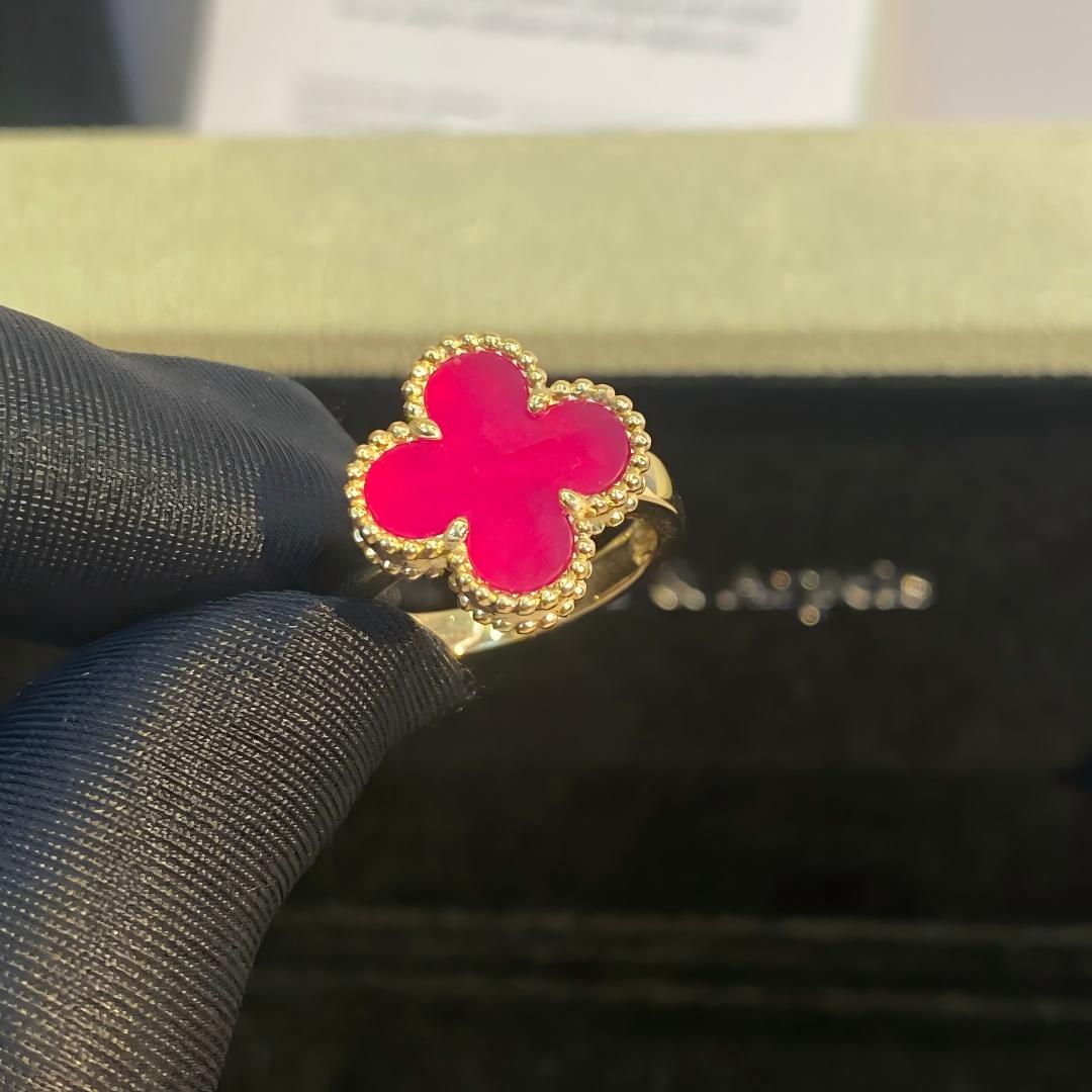 [TOPON]NEW CLOVER PINK ENAMEL RINGS