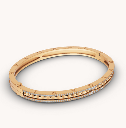 [Topon Jewelry]ZERO 1 SPIRAL AND PAVED DIAMOND GOLD BRACELET