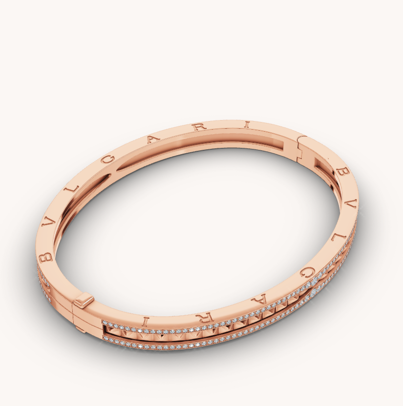 [Topon Jewelry]ZERO 1 SPIRAL AND PAVED DIAMOND PINK GOLD BRACELET