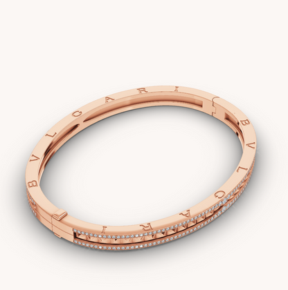 [Topon Jewelry]ZERO 1 SPIRAL AND PAVED DIAMOND PINK GOLD BRACELET