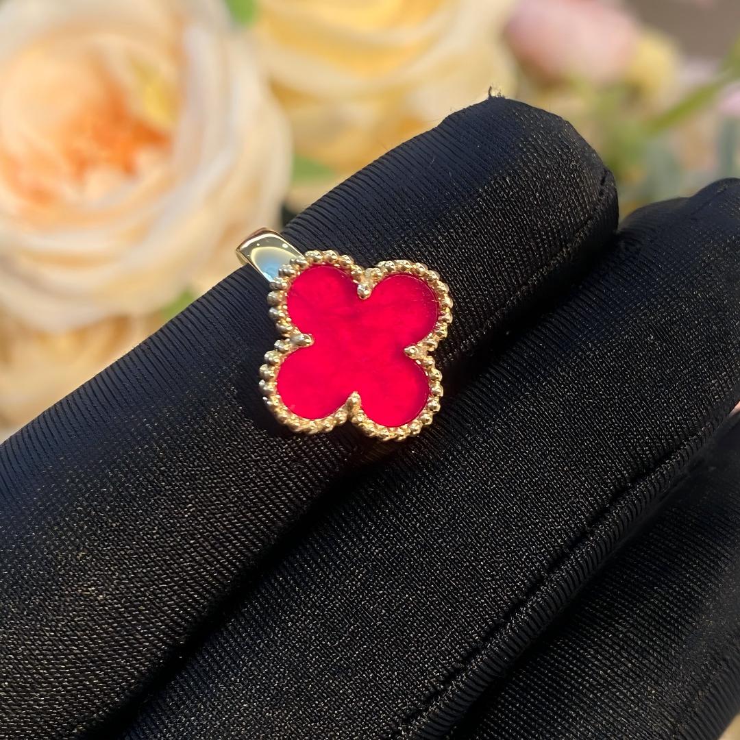 [TOPON]NEW CLOVER PINK ENAMEL RINGS