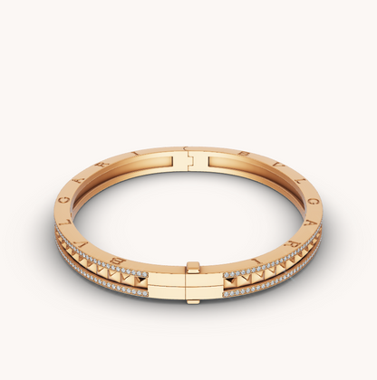 [Topon Jewelry]ZERO 1 SPIRAL AND PAVED DIAMOND GOLD BRACELET