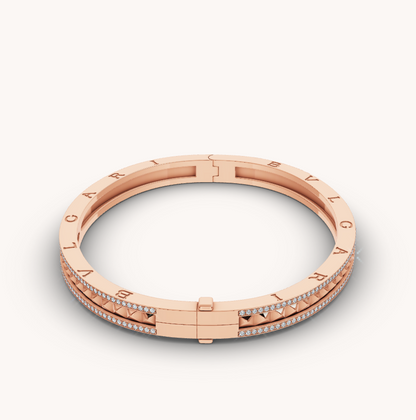 [Topon Jewelry]ZERO 1 SPIRAL AND PAVED DIAMOND PINK GOLD BRACELET