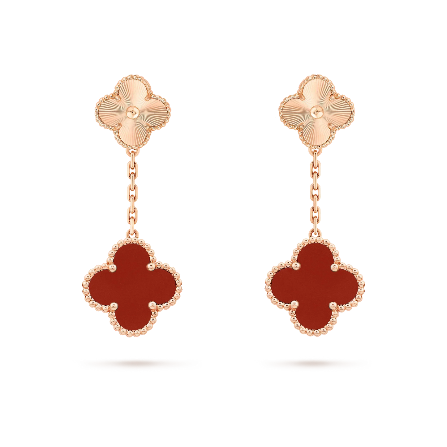 [Topon Jewelry]CLOVER 2 MOTIF  LASER CARNELIAN EARRINGS