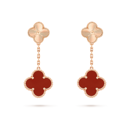 [Topon Jewelry]CLOVER 2 MOTIF  LASER CARNELIAN EARRINGS