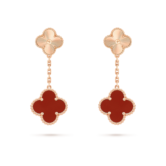 [Topon Jewelry]CLOVER 2 MOTIF  LASER CARNELIAN EARRINGS