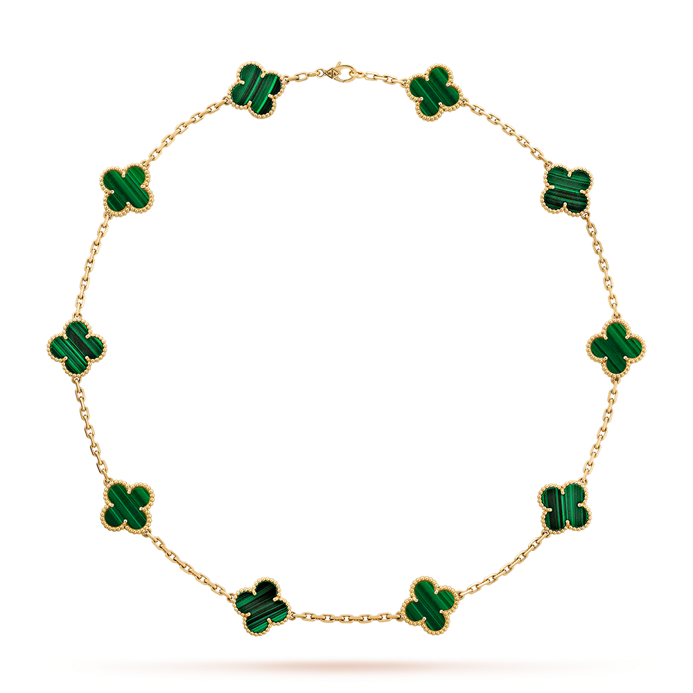 [Topon]CLOVER 10 MOTIFS MALACHITE NECKLACE