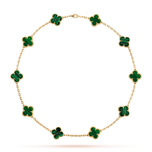 [Topon]CLOVER 10 MOTIFS MALACHITE NECKLACE