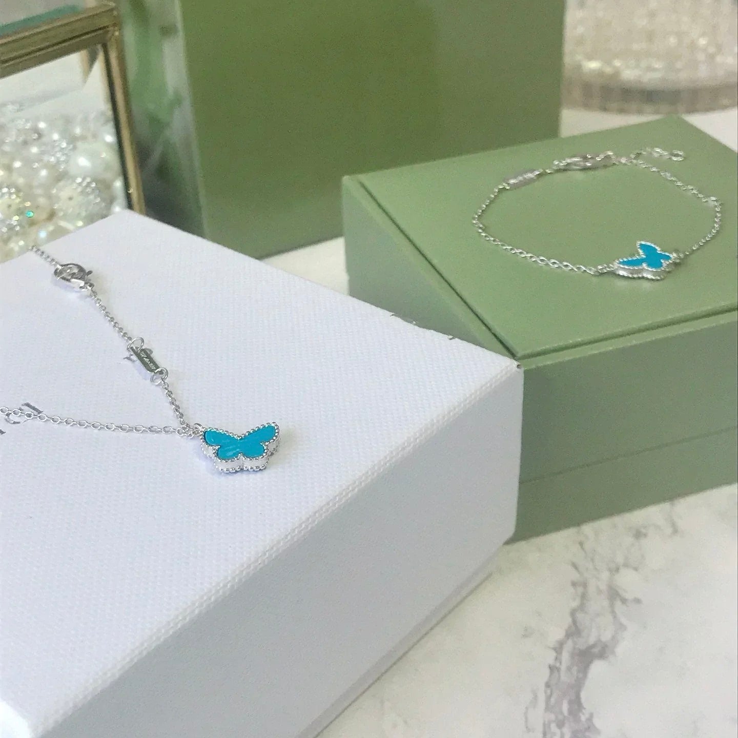 [Topon Jewelry]BUTTERFLY TURQUOISE BUTTERFLY BRACELET SILVER