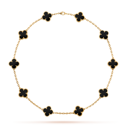 [Topon]CLOVER 10 MOTIFS ONYX NECKLACE