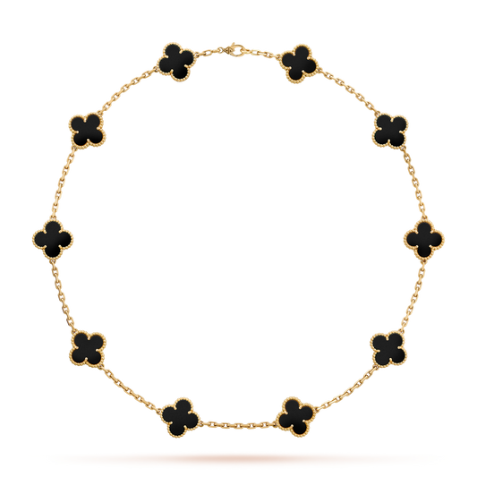 [Topon]CLOVER 10 MOTIFS ONYX NECKLACE
