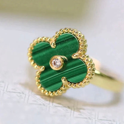 [Topon Jewelry]CLOVER MALACHITE RING GOLD DIAMOND