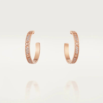 [Topon Jewelry]LOVE DIAMOND PINK GOLD HOOP EARRINGS