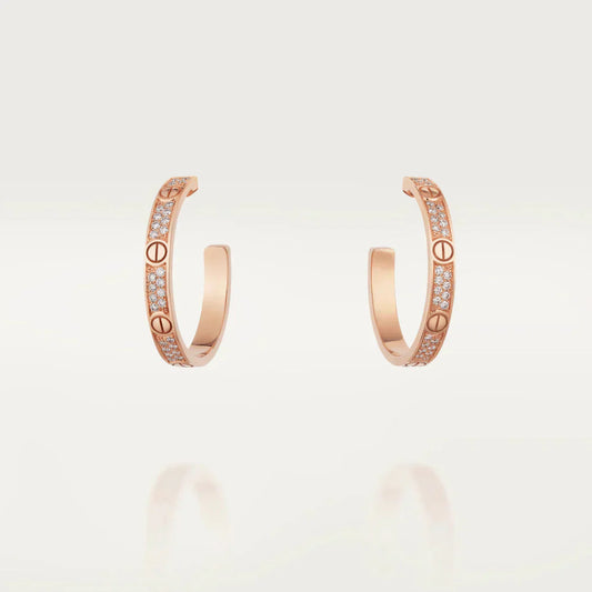 [Topon Jewelry]LOVE DIAMOND PINK GOLD HOOP EARRINGS