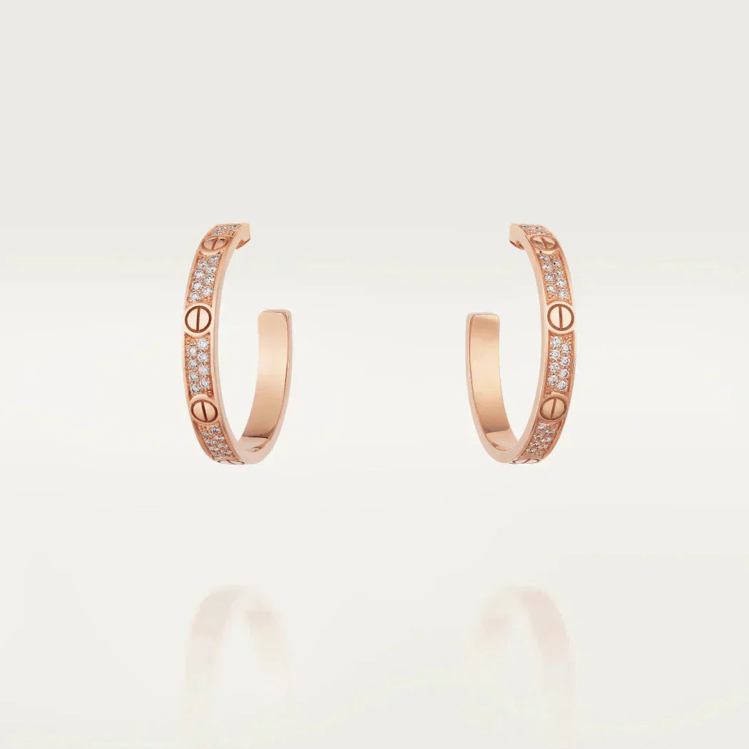 [Topon]LOVE DIAMOND PINK GOLD HOOP EARRINGS