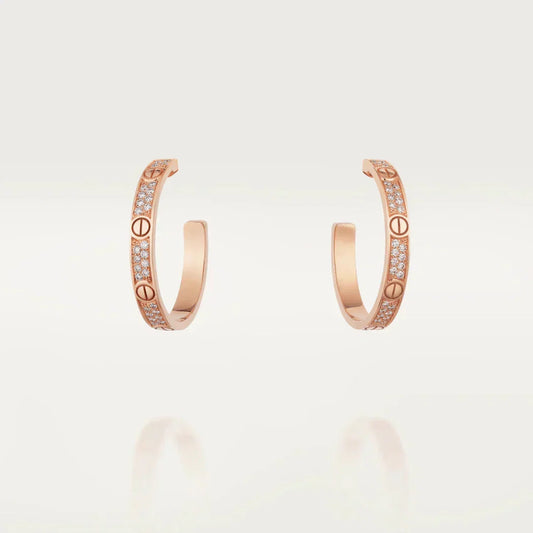 [Topon]LOVE DIAMOND PINK GOLD HOOP EARRINGS