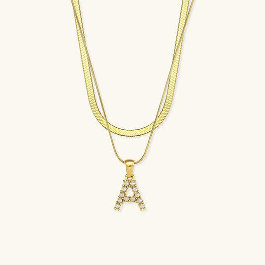 [Topon]Fiona Layered Gold Initial Letter Necklace