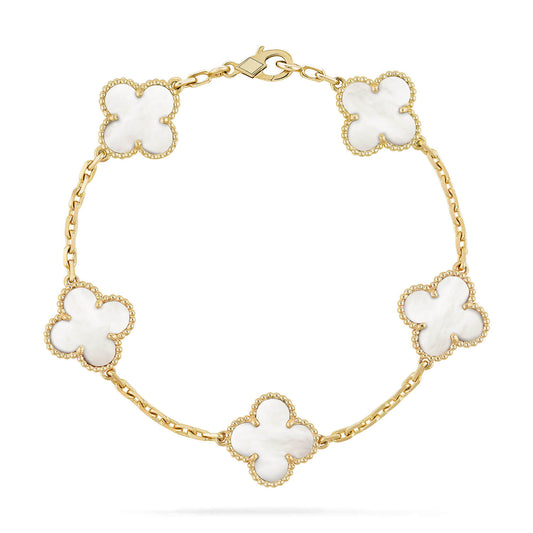 [Topon Jewelry]CLOVER  5 MOTIF WHITE MOP BRACELET