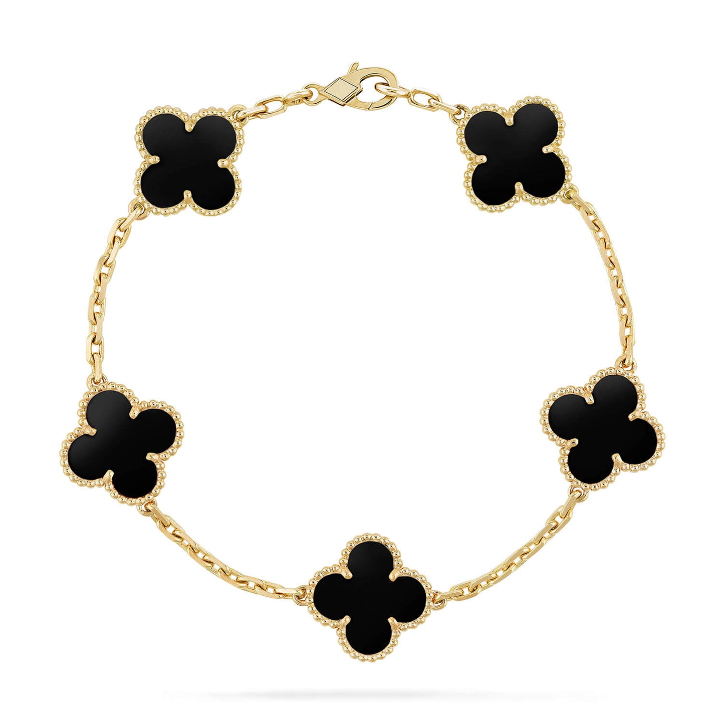 [Topon Jewelry]CLOVER  5 MOTIFS BLACK ONYX BRACELET