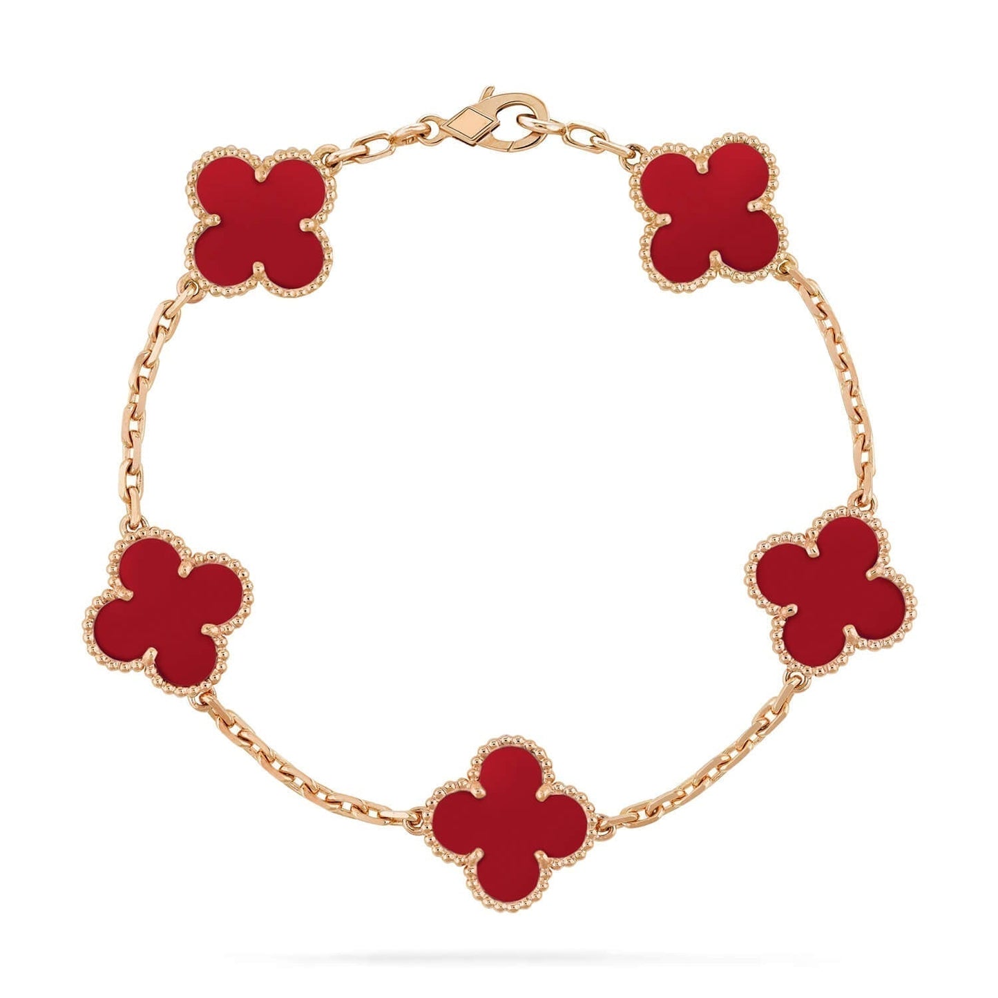 [Topon Jewelry]CLOVER 5 MOTIFS RED AGATE  BRACELET