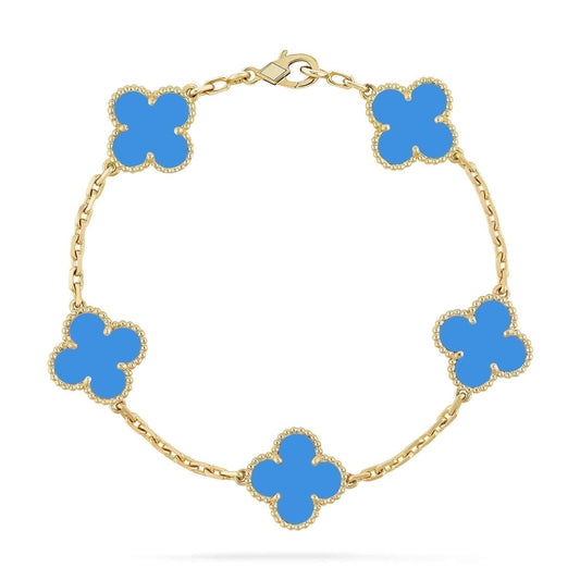 [Topon Jewelry]CLOVER 5 MOTIFS BLUE AGATE BRACELET