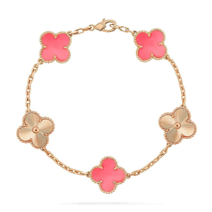 [Topon Jewelry]CLOVER BRACELET 5 MOTIF PINK AND PINK GOLD