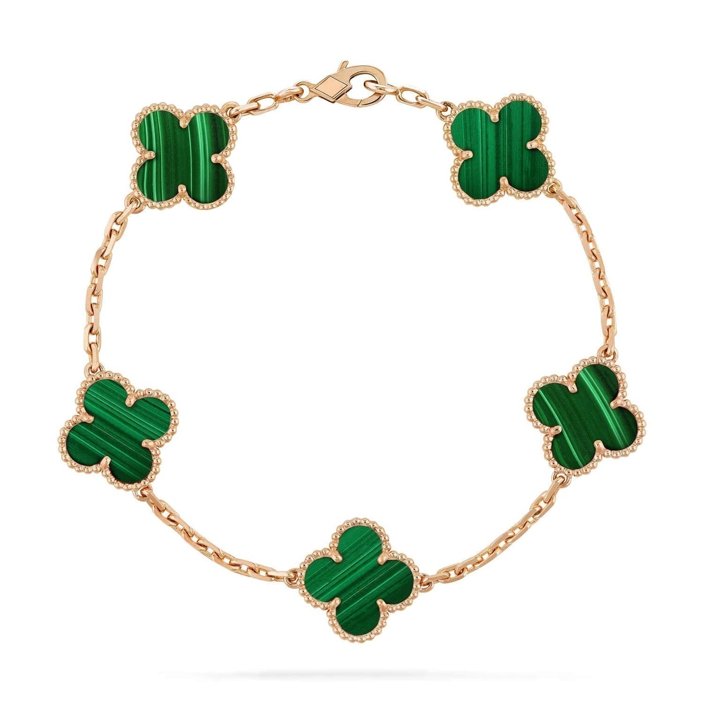 [Topon Jewelry]CLOVER 5 MOTIFS MALACHITE BRACELET