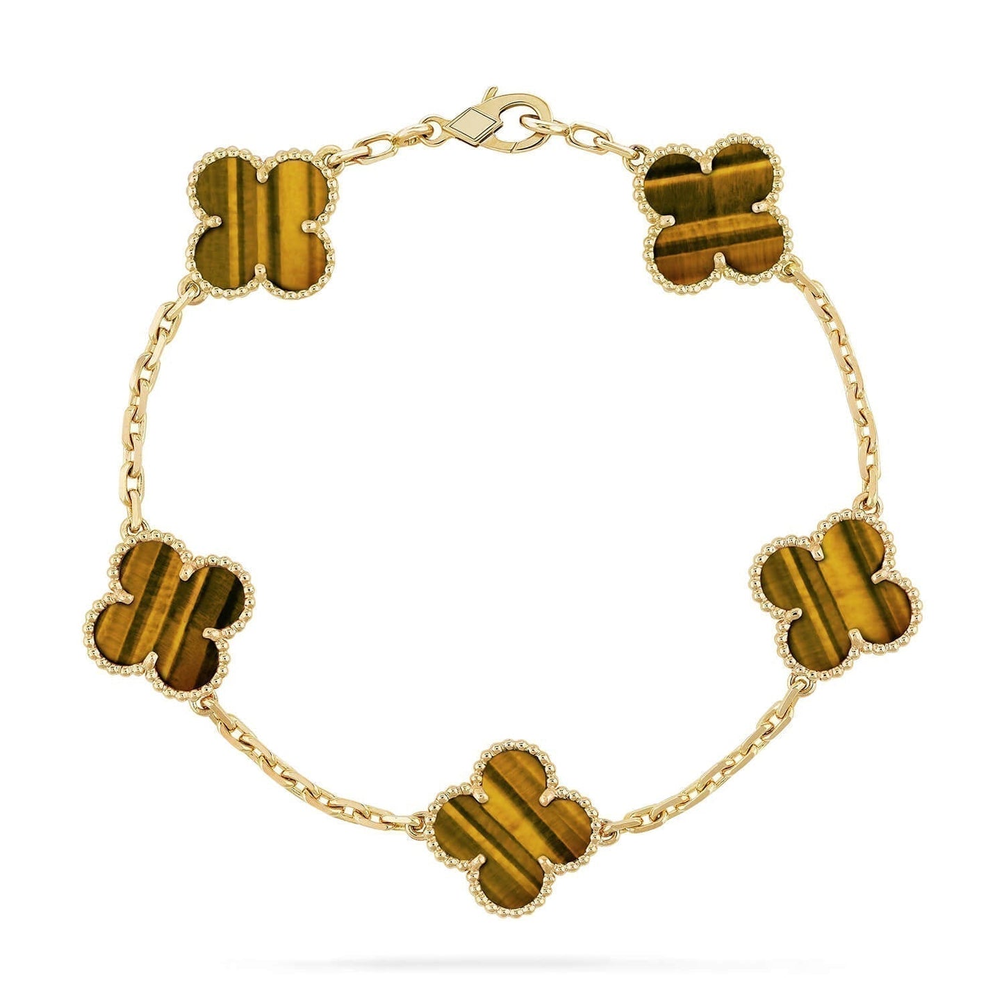 [Topon Jewelry]CLOVER  5 MOTIFS TIGER EYE BRACELET