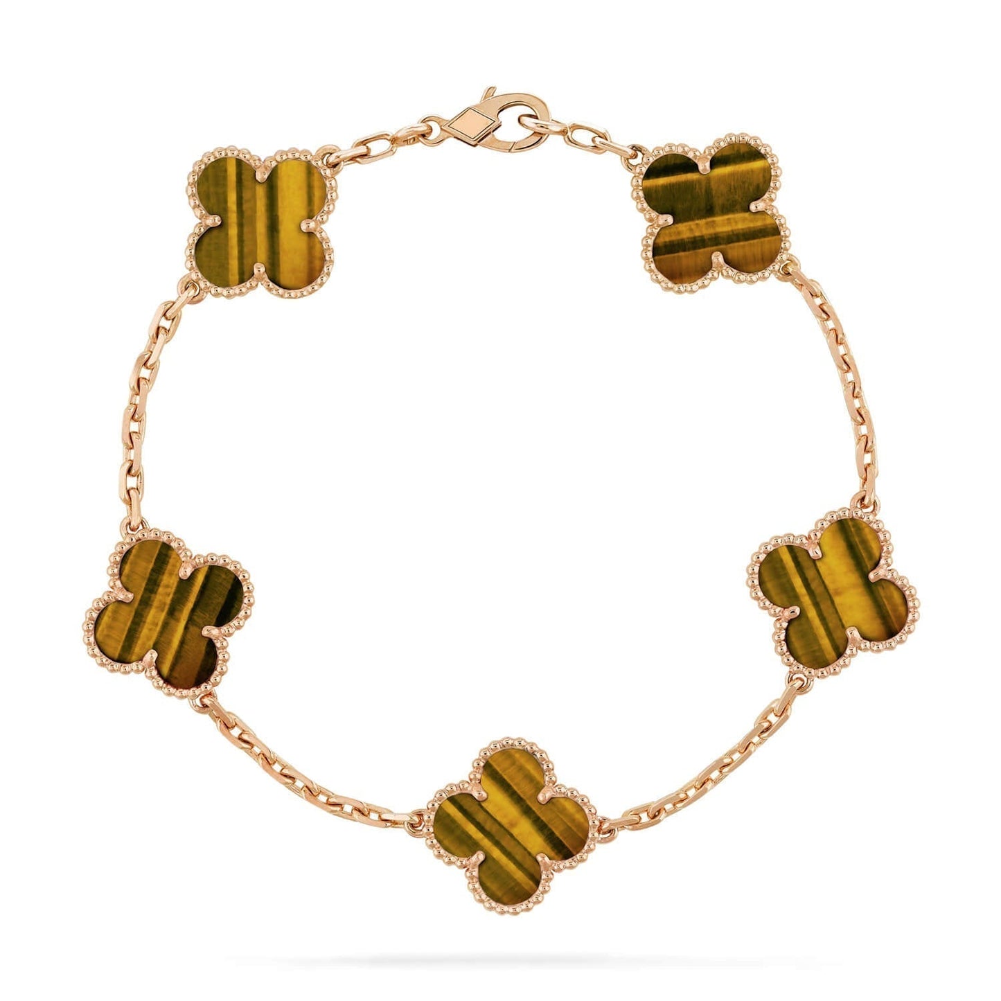 [Topon Jewelry]CLOVER  5 MOTIFS TIGER EYE BRACELET