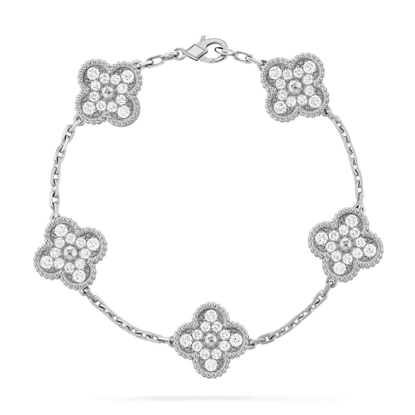 [Topon Jewelry]CLOVER 5 MOTIFS  DIAMOND BRACELET SILVER