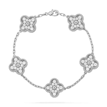 [Topon Jewelry]CLOVER 5 MOTIFS  DIAMOND BRACELET SILVER