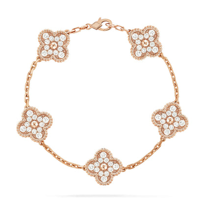 [Topon Jewelry]CLOVER 5 MOTIFS  FULL DIAMOND BRACELET