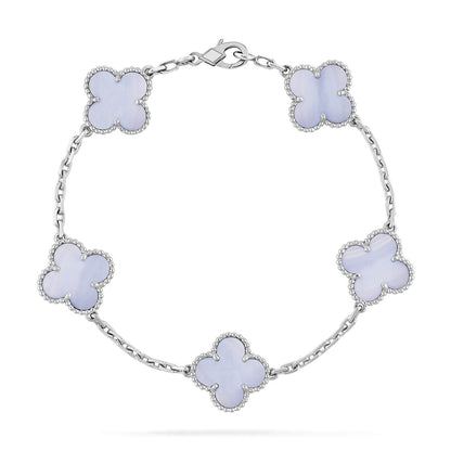 [Topon Jewelry]CLOVER  5 MOTIF PURPLE CHALCEDONY BRACELET SILVER