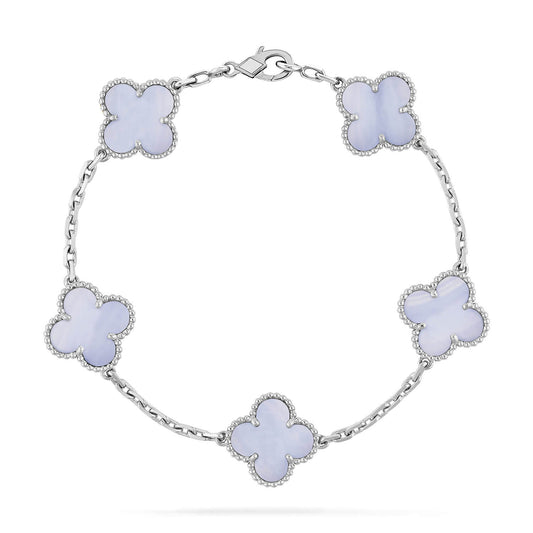 [Topon Jewelry]CLOVER  5 MOTIF PURPLE CHALCEDONY BRACELET SILVER