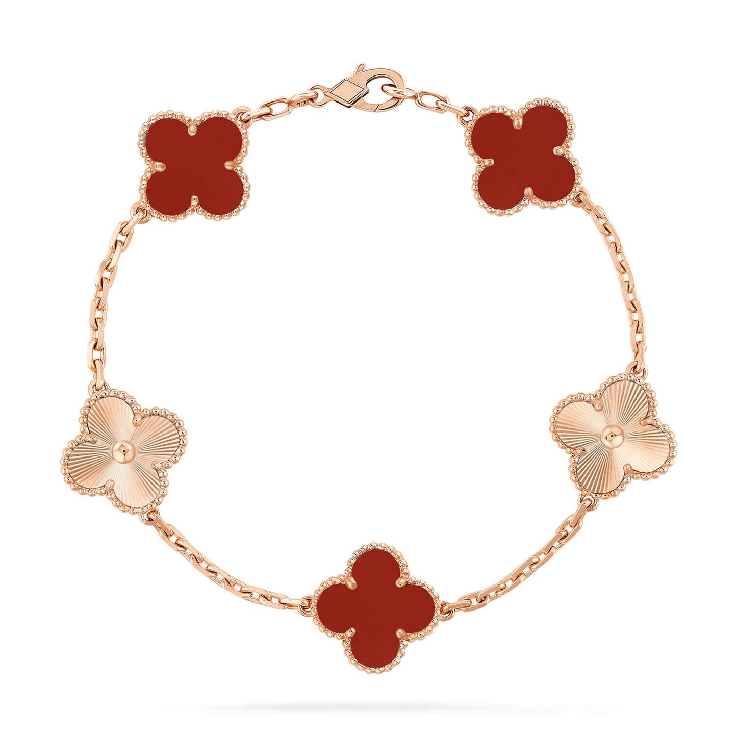 [Topon Jewelry]CLOVER  5 MOTIFS CARNELIAN GOLD BRACELET