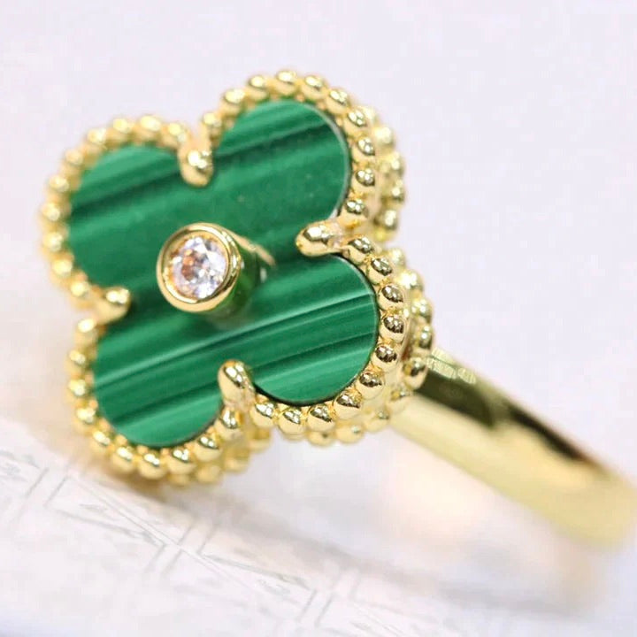 [Topon Jewelry]CLOVER MALACHITE RING GOLD DIAMOND