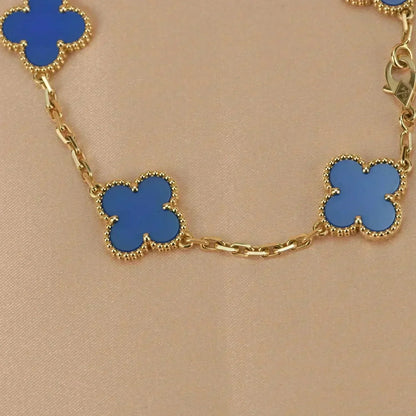 [Topon Jewelry]CLOVER 5 MOTIFS BLUE AGATE BRACELET