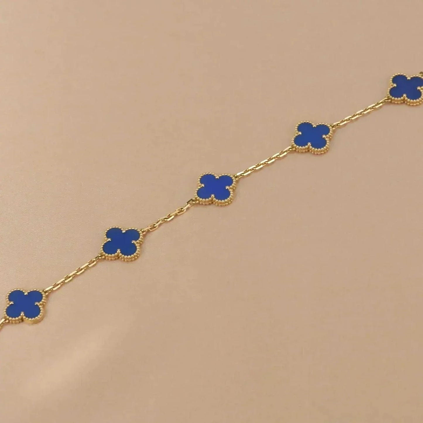 [Topon Jewelry]CLOVER 5 MOTIFS BLUE AGATE BRACELET