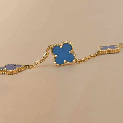 [Topon Jewelry]CLOVER 5 MOTIFS BLUE AGATE BRACELET