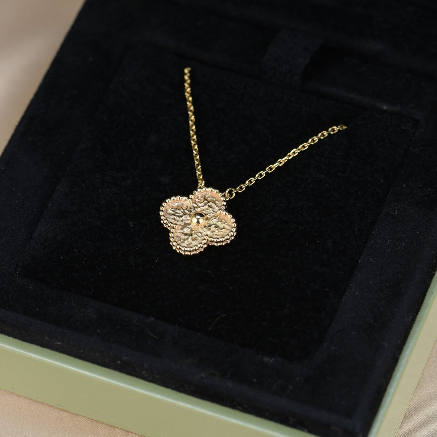 [Topon Jewelry]CLOVER 15MM  BRONZING NECKLACE