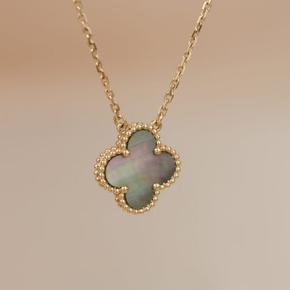 [Topon Jewelry]CLOVER 15MM  GRAY MOTHER OF PEARL NECKLACE