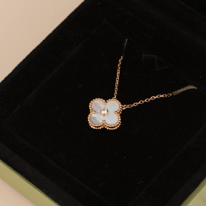 [Topon Jewelry]CLOVER 15MM DIAMOND WHITE FRITILLARIA NECKLACE