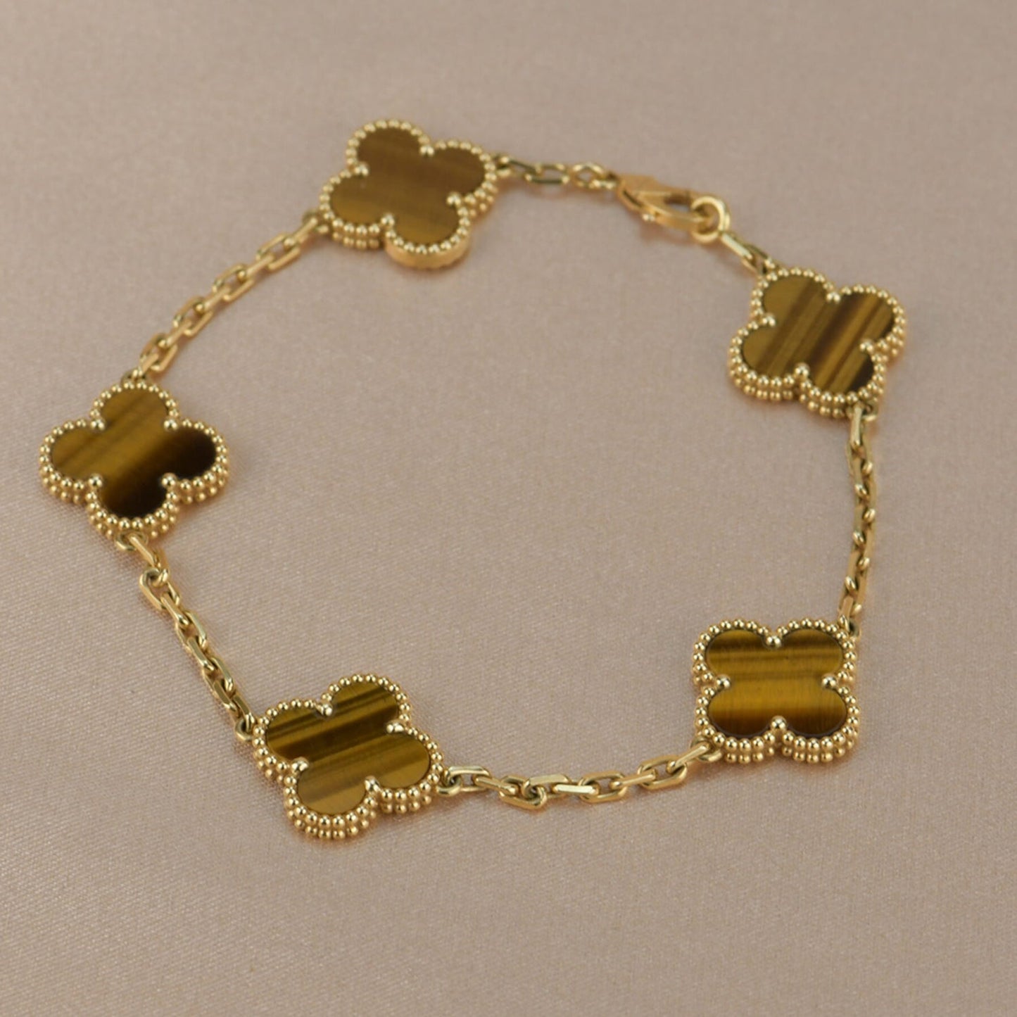 [Topon Jewelry]CLOVER  5 MOTIFS TIGER EYE BRACELET