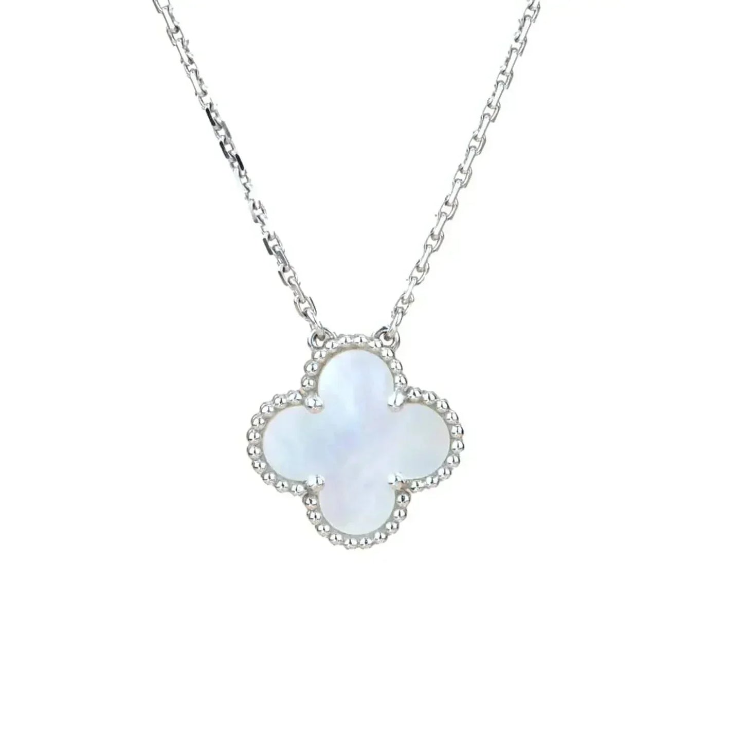 [Topon Jewelry]CLOVER  15MM WHITE MOTHER-OF-PEARL SILVER