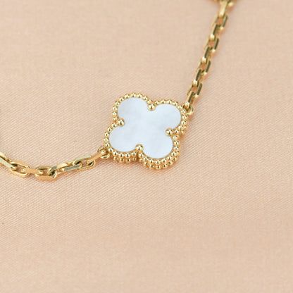 [Topon Jewelry]CLOVER  5 MOTIF WHITE MOP BRACELET