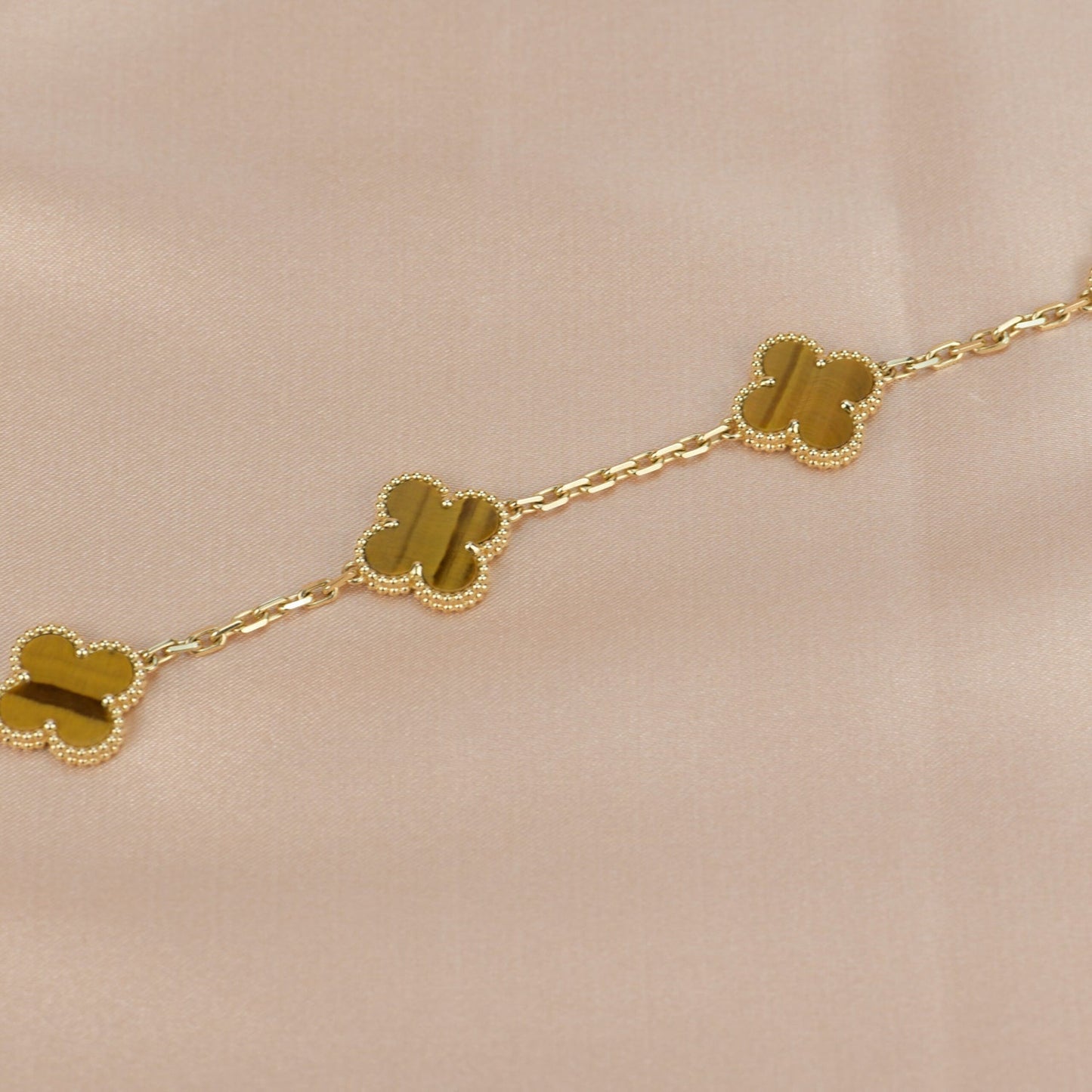 [Topon Jewelry]CLOVER  5 MOTIFS TIGER EYE BRACELET