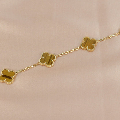 [Topon Jewelry]CLOVER  5 MOTIFS TIGER EYE BRACELET