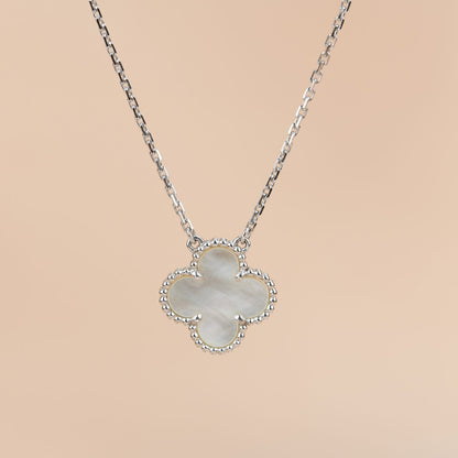 [Topon Jewelry]CLOVER  15MM WHITE MOTHER-OF-PEARL SILVER