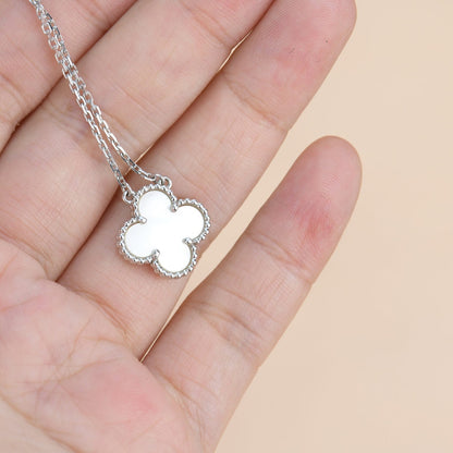 [Topon Jewelry]CLOVER  15MM WHITE MOTHER-OF-PEARL SILVER