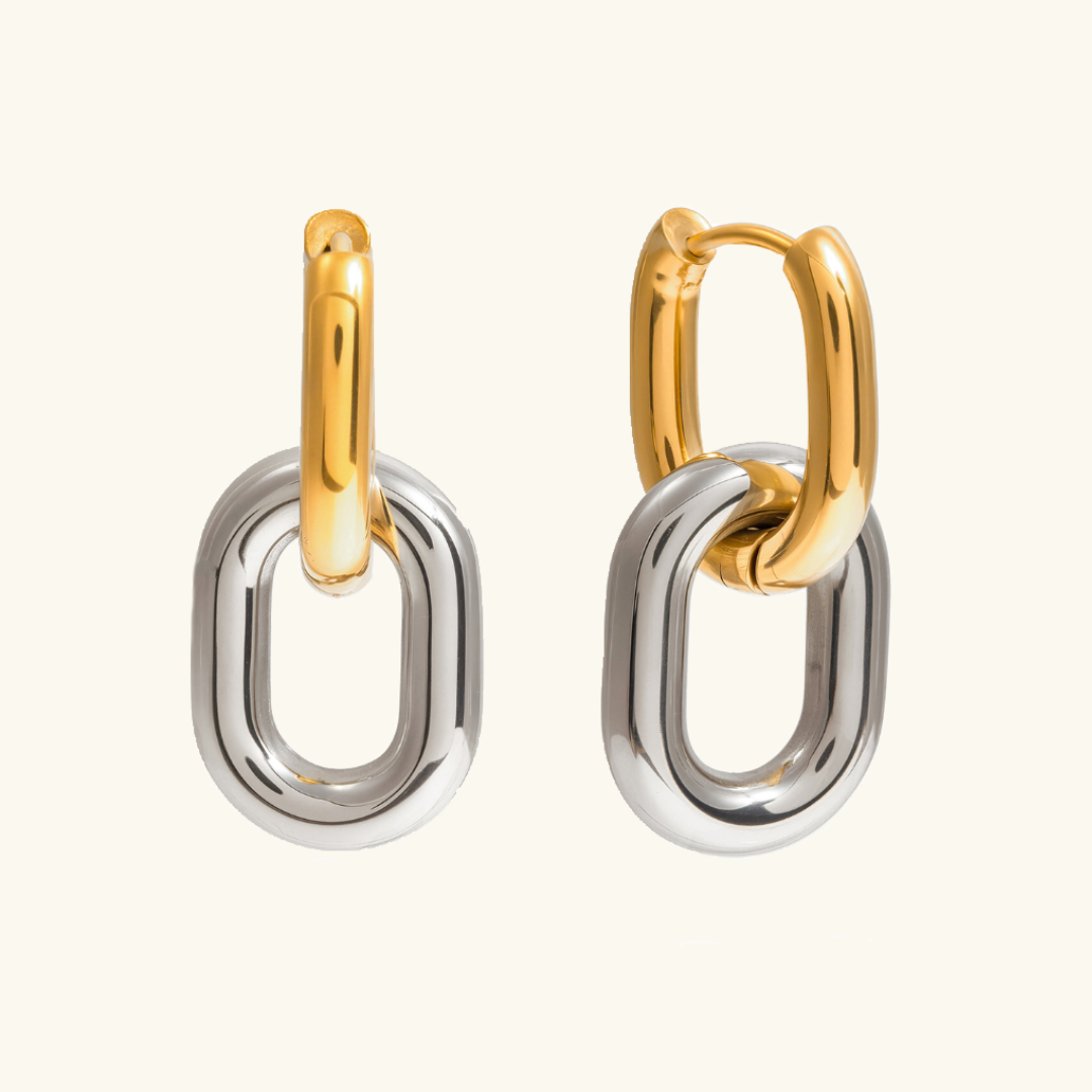 [Topon]Pippa Two Tone Double Hoops